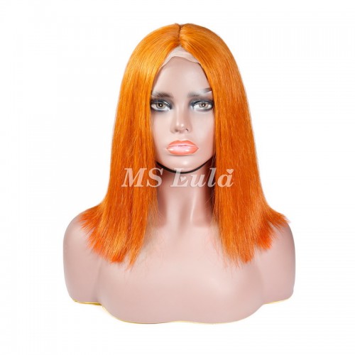 Orange Ginger Color Straight T Part BOB Lace Wig | Human Hair Wig | Lace Front